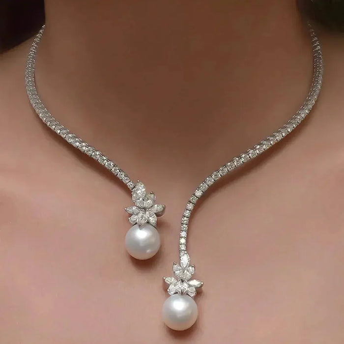 Elegant and Bright Necklace with Sterling Silver Pearls