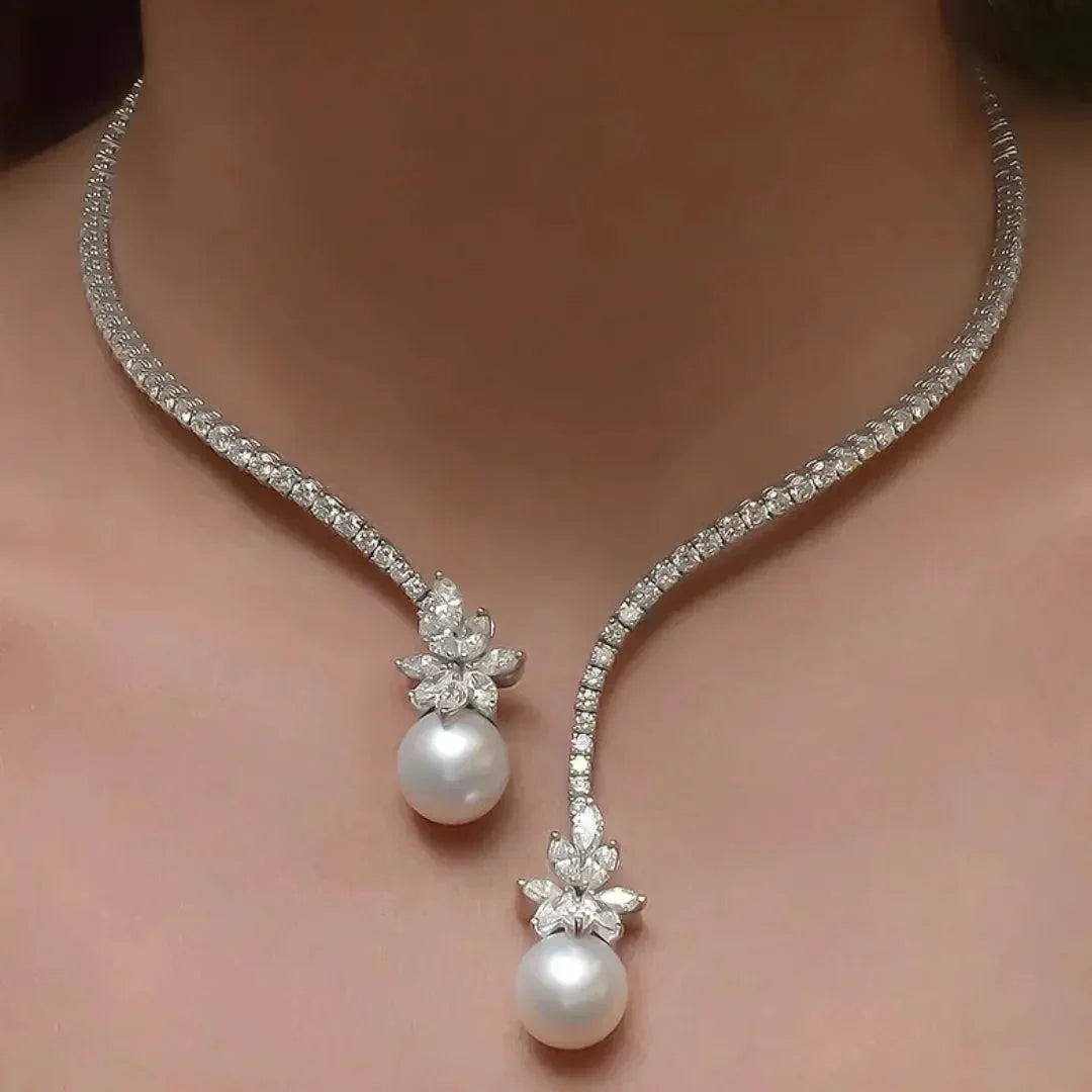 Elegant and Bright Necklace with Sterling Silver Pearls